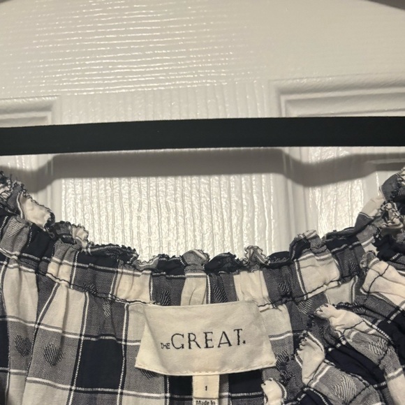 THE GREAT Nightingale Gingham Midi Dress in Navy Blue Heart Size 1 - Picture 14 of 14